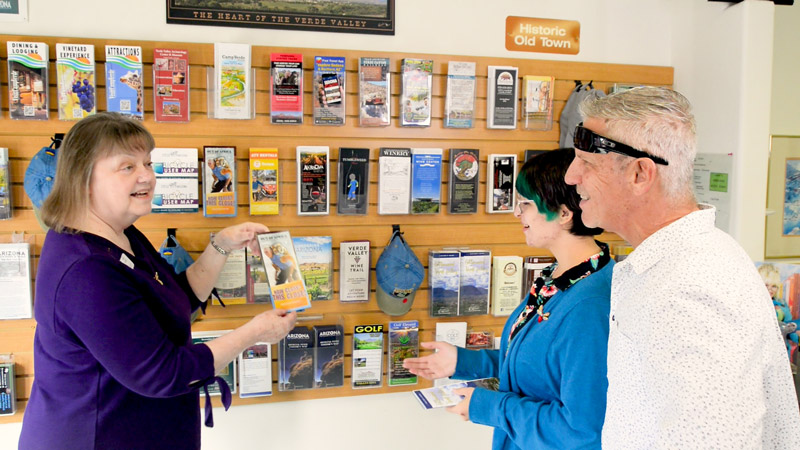 Local volunteer giving information at the Cottonwood Chamber of Commerce Visitor Center