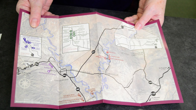 Verde Valley Wine Trail map available at the Cottonwood Chamber of Commerce Visitor Center