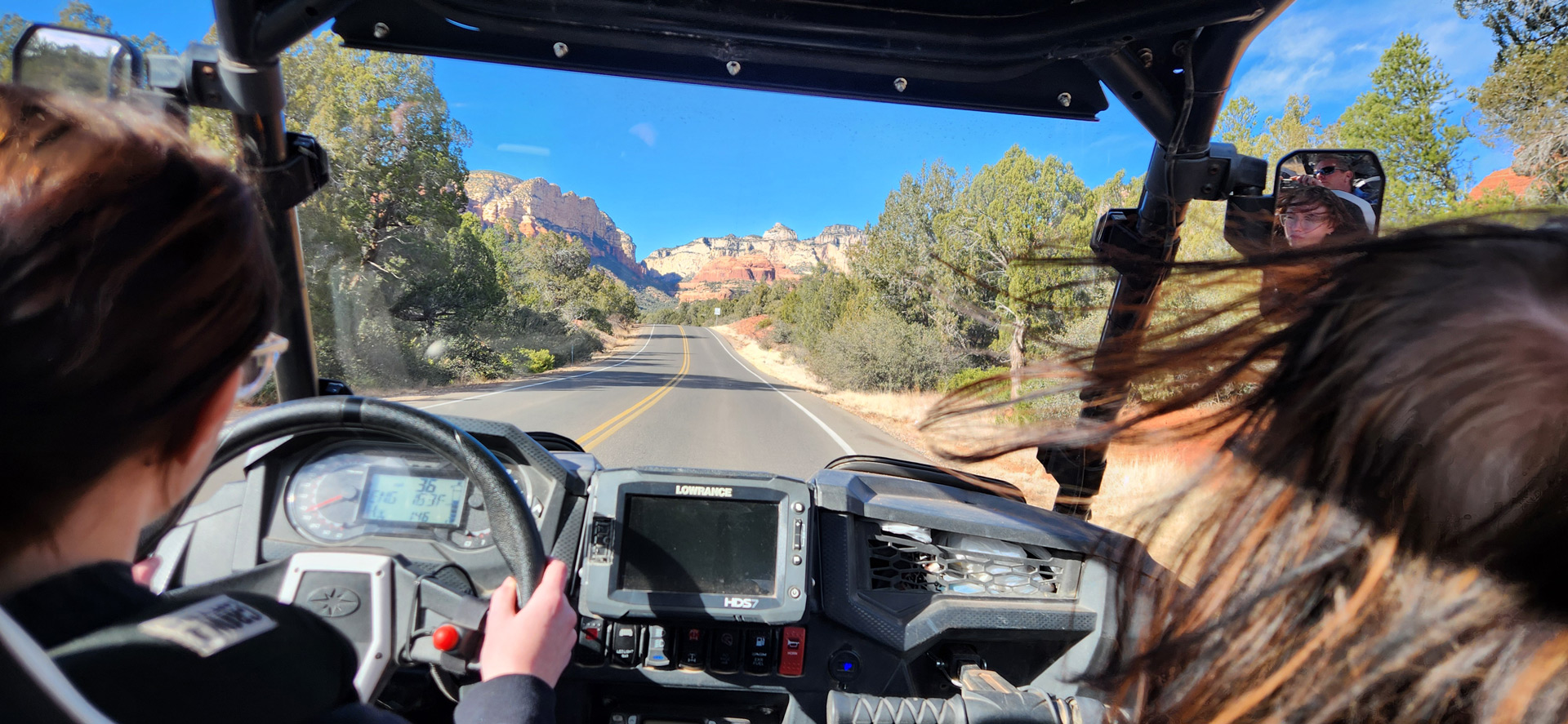 View from the back seat of an Outback ATV Rental in Sedona