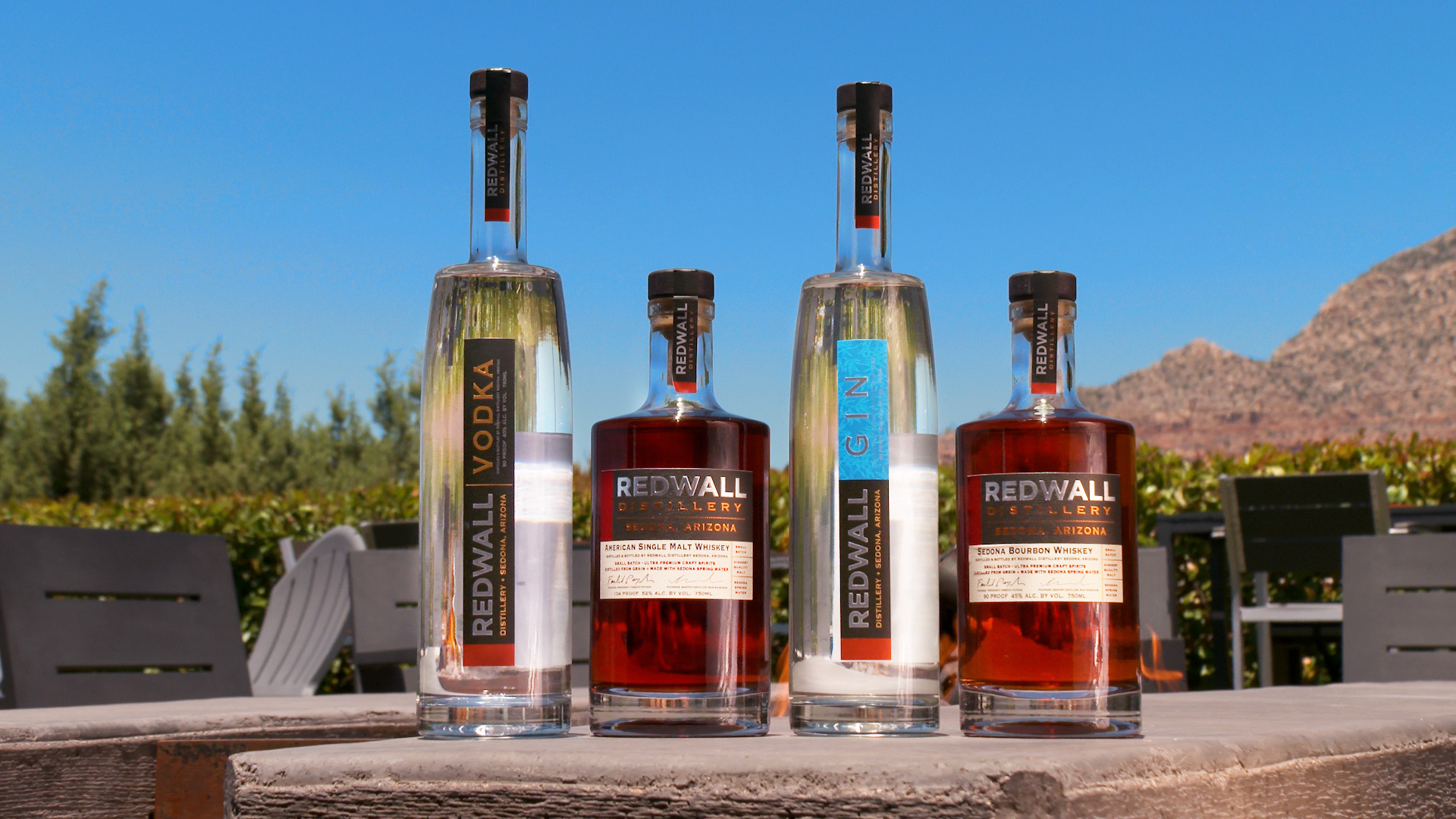 Bottles of Redwall Distillery products in Sedona, Arizona