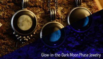 Glow-in-the-dark moon phase jewelry available at Sedona's Treehouse