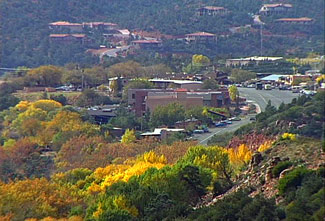 A view of Uptown Sedona from Oak Creek Canyon