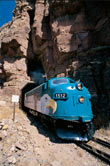 Blue train on the Verde Canyon Railroad