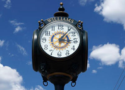 Public clock in Williams, Arizona
